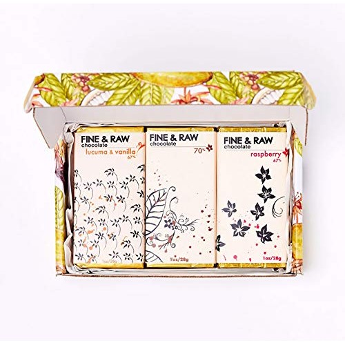 Fine & Raw Organic Dark Chocolate Gift Box – Six 1 Ounce Mini Ve...