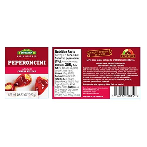 Greek Red Peperoncini Peppers Stuffed With Cream Cheese 10.23Oz