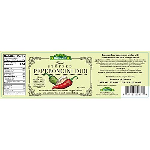 Greek Stuffed Peperoncini Duo - Greek Green And Red Peperoncini