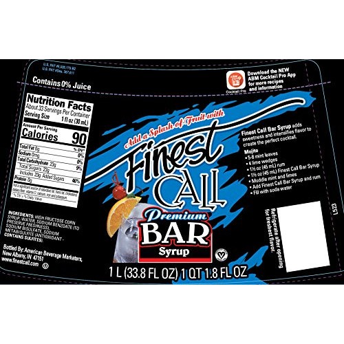Finest Call Premium Bar / Sugar Syrup Mix, 1 Liter Bottle 33.8