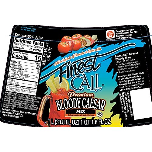 Finest Call Premium Bloody Caesar Drink Mix, 1 Liter Bottle 33.