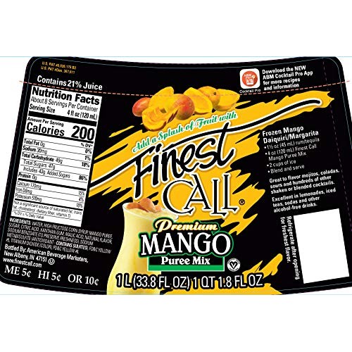 Finest Call Premium Mango Fruit Puree Drink Mix, 1 Liter Bottle