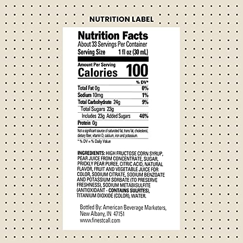 Finest Call Premium Prickly Pear Syrup Drink Mix, 1 Liter Bottle