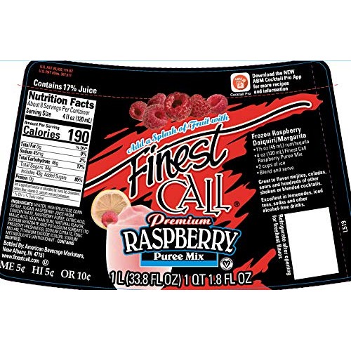 Finest Call Premium Raspberry Fruit Puree Drink Mix, 1 Liter Bot