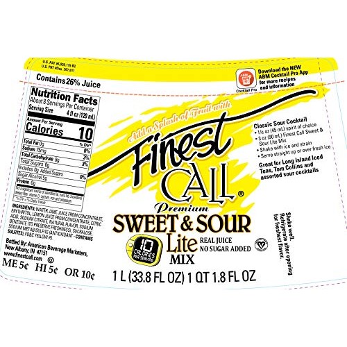 Finest Call Premium Sweet &Amp; Sour Lite Drink Mix, 1 Liter Bottle