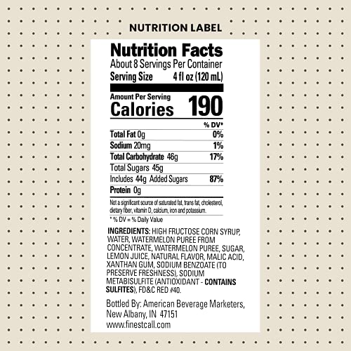 Finest Call Premium Watermelon Fruit Puree Drink Mix, 1 Liter Bo