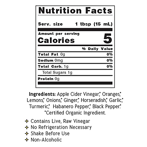 Fire Cider, Tonic, 128 oz gallon, Honey-Free flavor, 256 Daily...