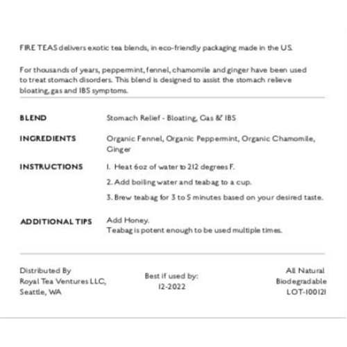 FIRE TEAS - Soothing Stomach Relief Herbal Tea- Irritable Bowel,...