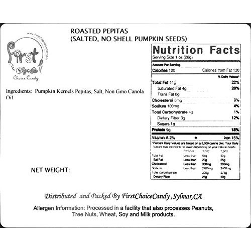 Pumpkin Seeds Pepitas Roasted/Salted 3 Pound Bulk Bag