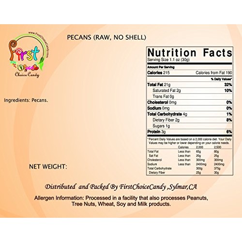 Raw Pecans -No Shell- 5 Pound Bulk Bag