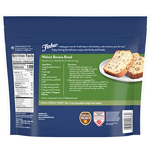 Fisher Chefs Naturals Chopped Walnuts, 16 Oz, Naturally Gluten