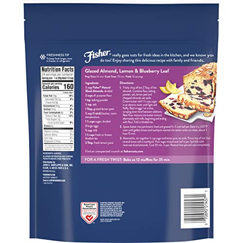 Fisher Chefs Naturals Sliced Almonds, 24 Oz, Naturally Gluten F