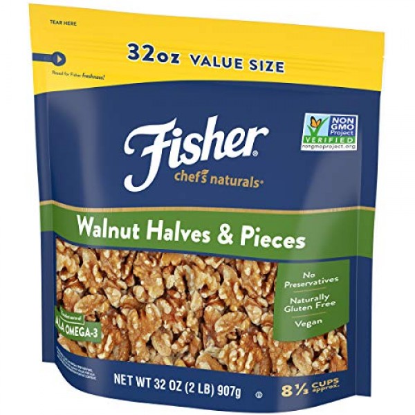 Fisher Chefs Naturals Walnut Halves &Amp; Pieces, 32 Oz, Naturally