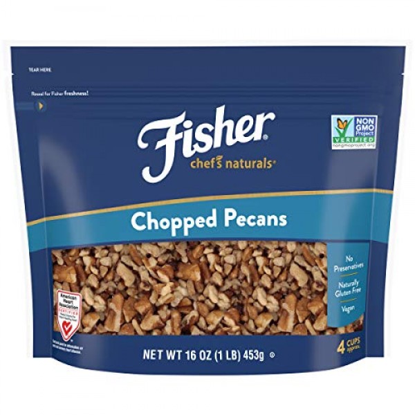 Fisher Chefs Naturals Chopped Pecans, 16 Ounce, Naturally Glute