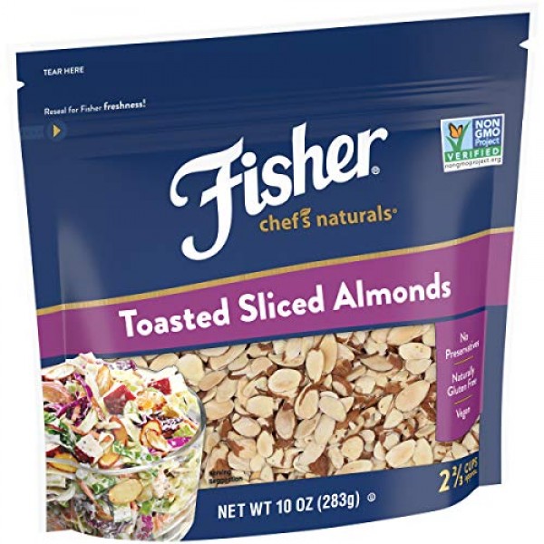 FISHER Chefs Naturals Toasted Sliced Almonds, 10 oz, Naturally ...