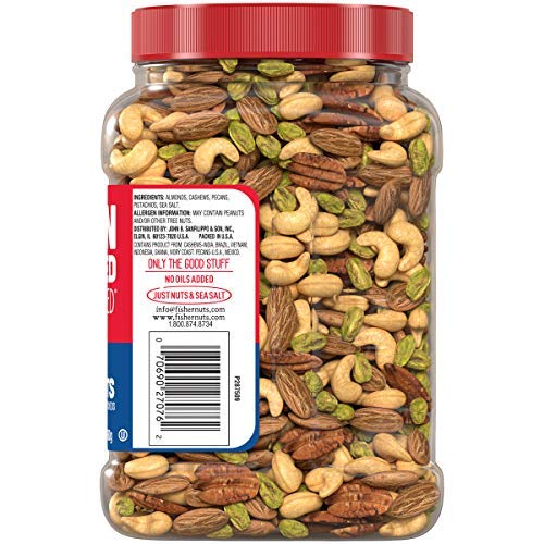 Fisher Snack Oven Roasted Never Fried Almonds, Cashews, Pecans,