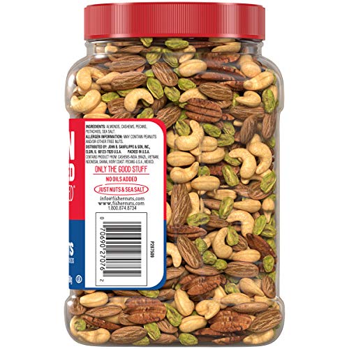 Fisher Snack Oven Roasted Never Fried Almonds, Cashews, Pecans,