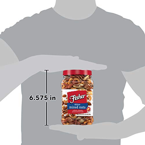 Fisher Snack Deluxe Mixed Nuts, 24 Oz, Cashews, Almonds, Pecans,
