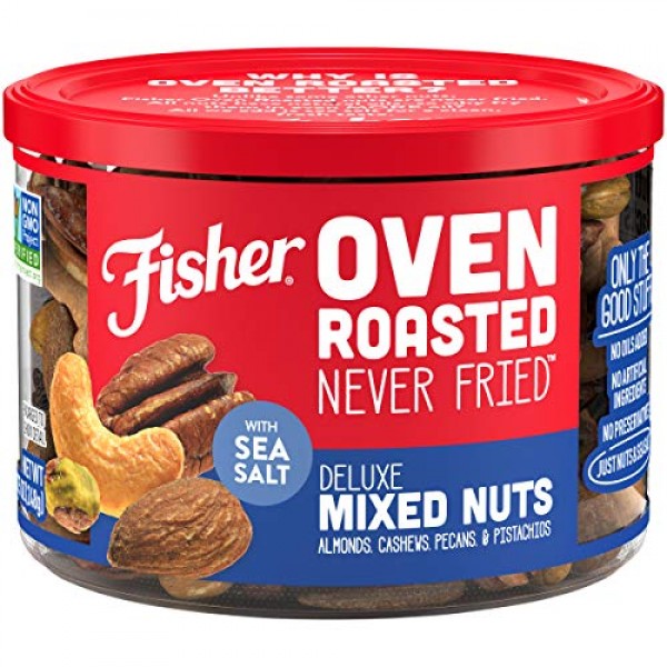 FISHER Snack Oven Roasted Never Fried Deluxe Mixed Nuts, 8.75 oz...
