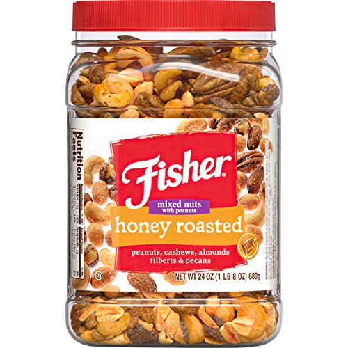 Fisher Snack Honey Roasted Mixed Nuts with Peanuts, 24 Ounces, P...