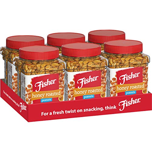 Fisher Snack Honey Roasted Peanuts, 36 Ounces Pack of 6, Made ...