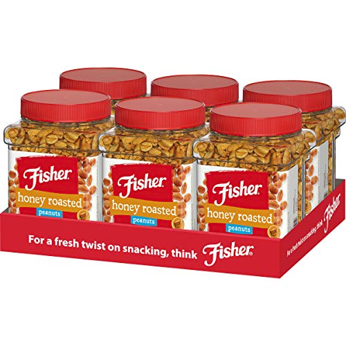 Fisher Snack Honey Roasted Peanuts, 36 Ounces Pack of 6, Made ...