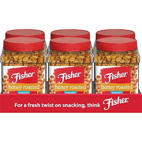 Fisher Snack Honey Roasted Peanuts, 36 Ounces Pack of 6, Made ...