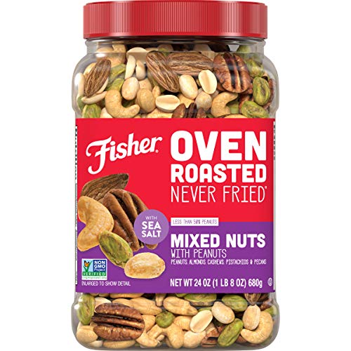 Fisher Snack Oven Roasted Never Fried Mixed Nuts, 24 Oz, Peanuts