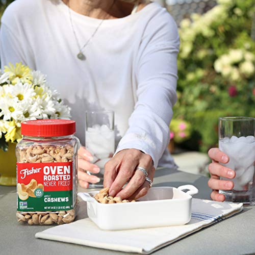 Fisher Snack Oven Roasted Never Fried Whole Cashews, 24 Oz, Made