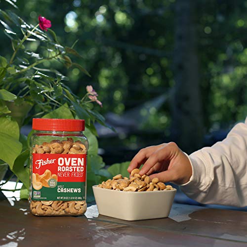 Fisher Snack Oven Roasted Never Fried Whole Cashews, 24 Oz, Made