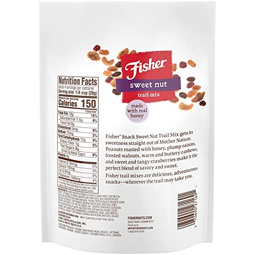 Fisher Snack Sweet Nut Trail Mix, Honey Roasted Peanuts, Raisins...