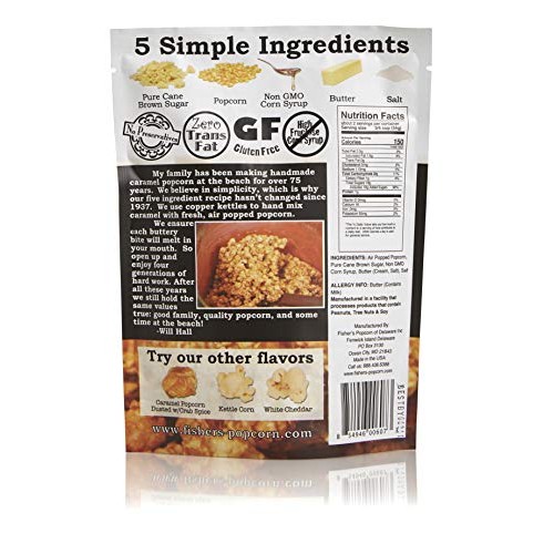 Fishers Popcorn Caramel Popcorn, Gluten Free, 5 Simple Ingredie