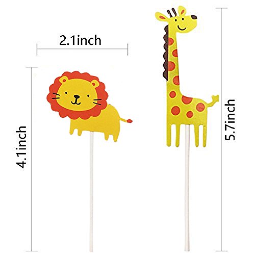 Fishmm 21Pcs Cute Zoo Animal Cupcake Toppers Picks,Jungle Animal