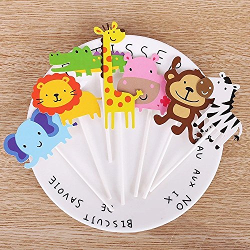 Fishmm 21Pcs Cute Zoo Animal Cupcake Toppers Picks,Jungle Animal