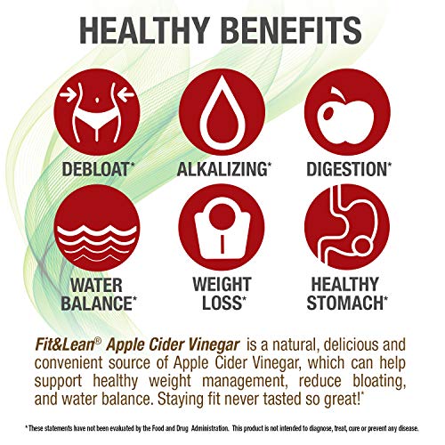 Fit &Amp; Lean Apple Cider Vinegar Gummies, Apple Cider Vinegar, Wit