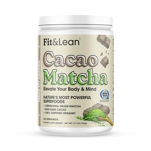 Fit & Lean Cacao Matcha Green Tea Powder, Organic, Japanese Cere...