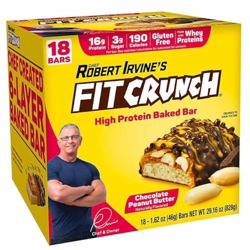 Chef Robert Irvine’s Fitcrunch Whey Protein Bars, 18-count, 1.62...