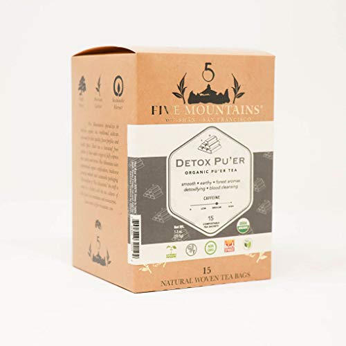 Five Mountains Organic Soft Gold Pu Er Tea, 15 Ct