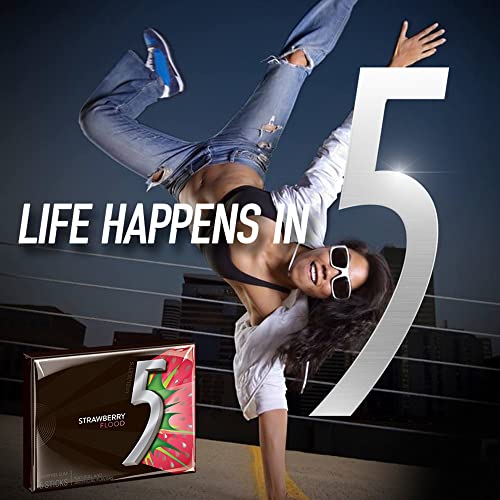 5 Gum Sour Flood Sugar Free Gum, Strawberry