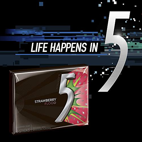 5 Gum Sour Flood Sugar Free Gum, Strawberry