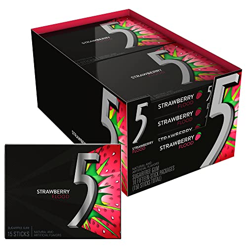 5 Gum Sour Flood Sugar Free Gum, Strawberry