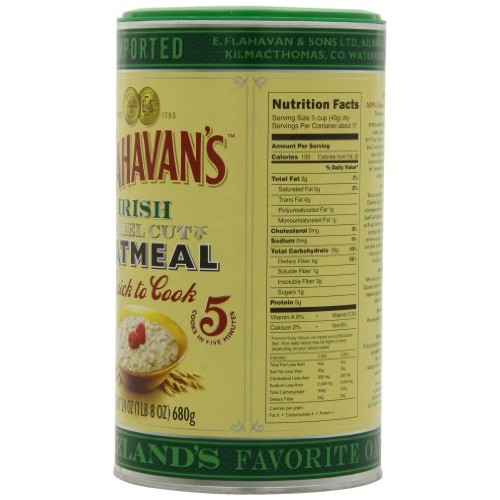 Flahavans Irish Steel Cut Oatmeal Quick To Cook Drum, 24-Ounces