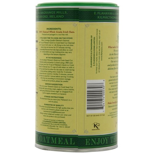 Flahavans Irish Steel Cut Oatmeal Quick To Cook Drum, 24-Ounces