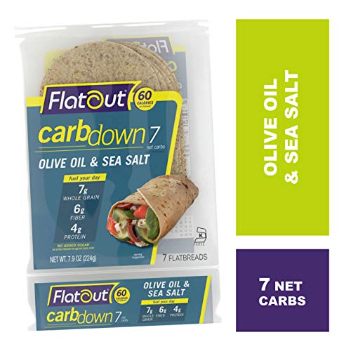 Flatout Carbdown, Olive Oil Sea Salt, 1 Pack Of 7 Flatbreads