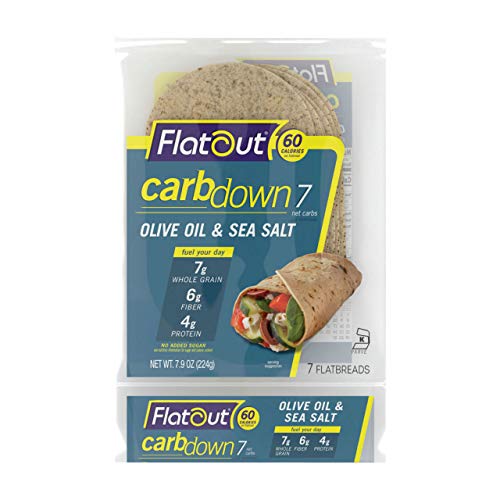 Flatout Carbdown, Olive Oil Sea Salt, 1 Pack Of 7 Flatbreads