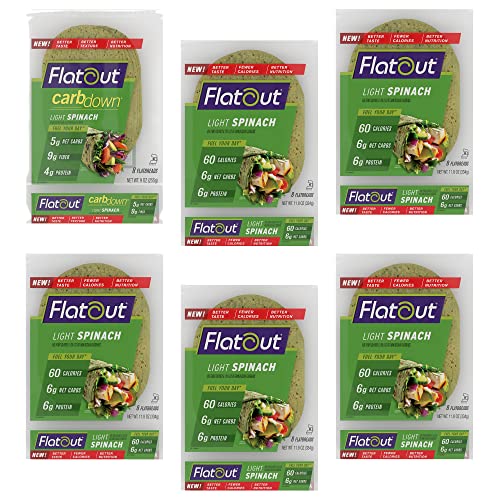 Flatout Flatbread, Light Spinach Wraps, Perfect for Use as Sandw...