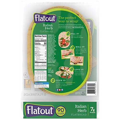 Flatout Wraps, Light Italian Herb 2 Packs Of 6 Flatbreads