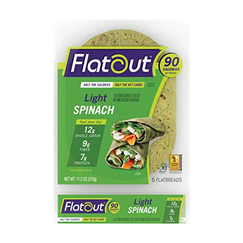 Flatout Wraps, Light Spinach 1 Pack Of 6 Flatbreads