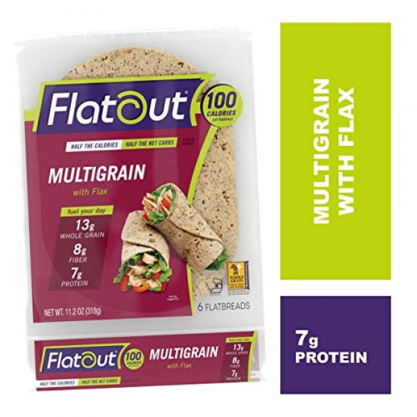 Flatout Wraps, Multi-Grain With Flax 1 Pack Of 6 Flatbreads