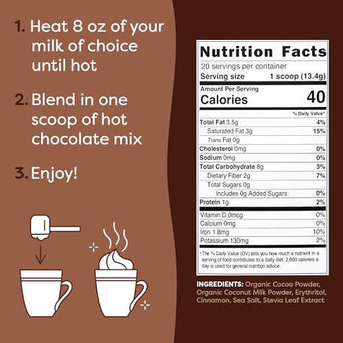 FlavCity Keto Hot Chocolate Powder, Original – Dairy-Free & Suga...